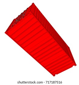 Shipping container isolated on white, vector illustration. Vector rendering of 3d