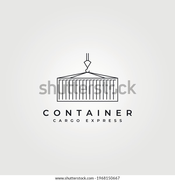 shipping\
container line icon logo vector symbol illustration design, crane\
holding container minimalist vector logo\
design