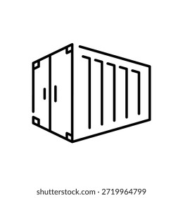 Icono de línea de contenedor de envío sobre fondo blanco aislado para servicios de transporte