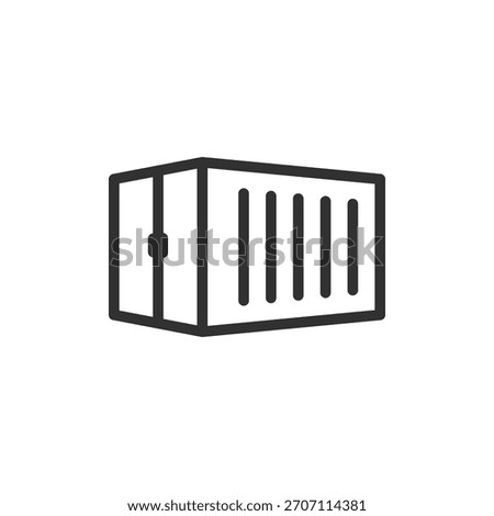Shipping container, linear icon. Cargo storage and logistics transport. Line with editable stroke.