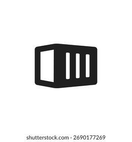 Versandcontainer, lineares Symbol. Frachtlogistik und Ladungslagerung