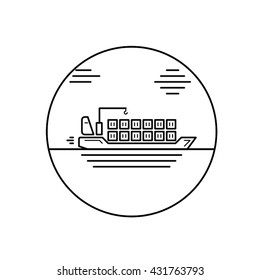 Shipping container logo line design. Logo circle style.