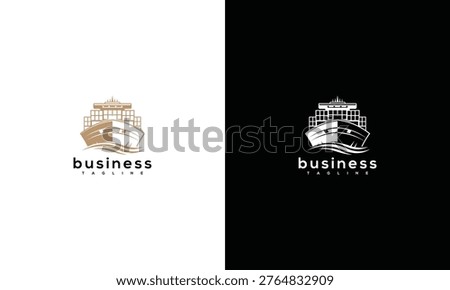 Shipping Container Ship Logo - Export Import Logistics