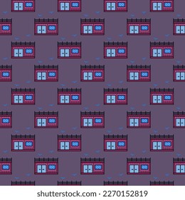 Shipping Container Small House or Office vector concept colored seamless pattern
