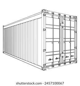 Shipping Container Vector 01. Illustration Isolated On White Background.