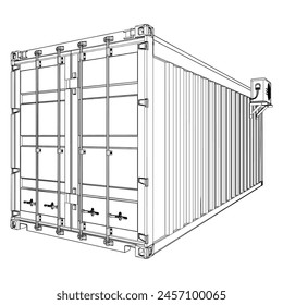 Shipping Container Vector 02. Illustration Isolated On White Background.