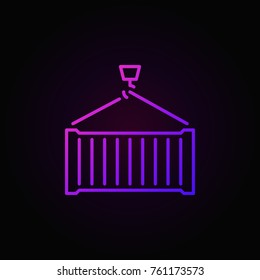 Shipping container vector colorful linear icon or sign on dark background