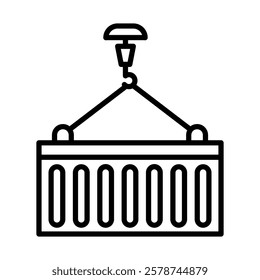 Shipping Container Vector Line Icon Design