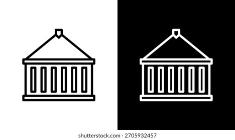 Diseño de conjunto de iconos blancos de contenedor de envío