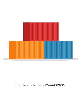 shipping containers in yard flat vector illustration clipart