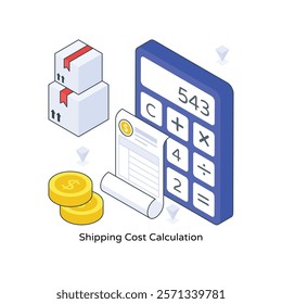 Shipping Cost Calculation isometric Colored illustration. EPS File stock illustration