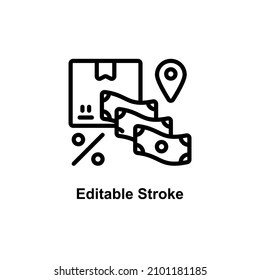 shipping cost icon designed in outline style with editable stroke in cargo shipping icon theme