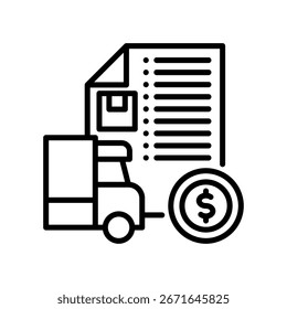 Ilustración vectorial de línea de icono de costo de envío