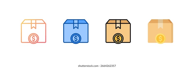 Shipping Cost icon set multiple style collection
