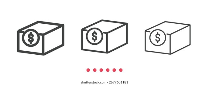 Icono de costo de envío. Vector de icono de línea delgada