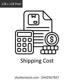 Shipping Cost vector outline icon design illustration. Logistics Delivery symbol on White background EPS 10 File