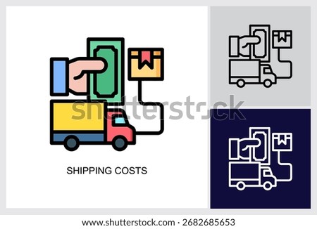 Shipping Costs icon Multi Style Vector Illustration