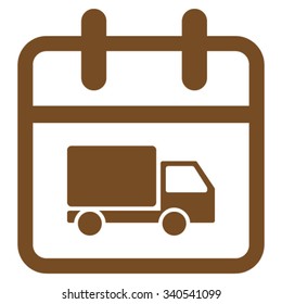 Shipping Date vector icon. Style is flat symbol, brown color, rounded angles, white background.