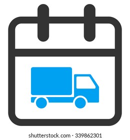 Shipping Day vector icon. Style is bicolor flat symbol, blue and gray colors, rounded angles, white background.