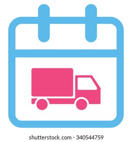 Shipping Day vector icon. Style is bicolor flat symbol, pink and blue colors, rounded angles, white background.