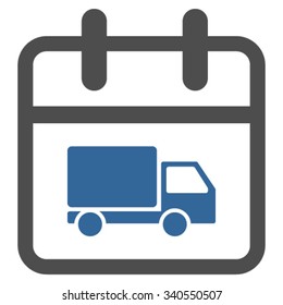 Shipping Day vector icon. Style is bicolor flat symbol, cobalt and gray colors, rounded angles, white background.