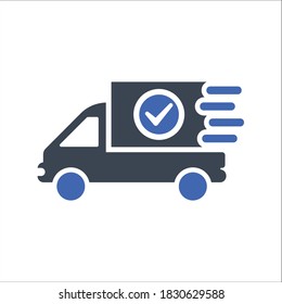 Shipping delivered icon, vector graphics