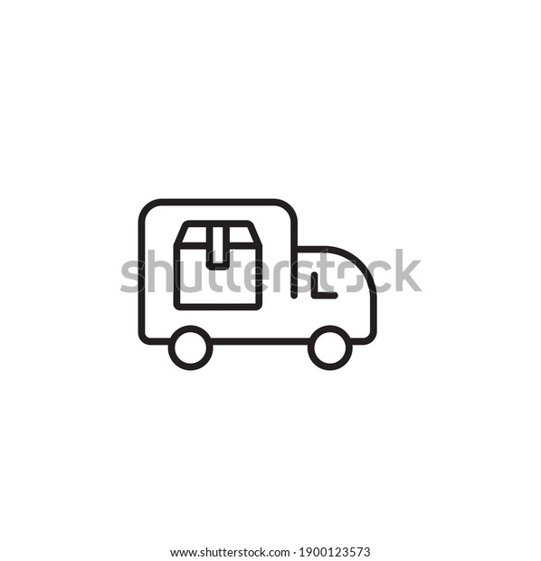 Shipping, delivery, cargo, car and box\
simple thin line icon vector\
illustration