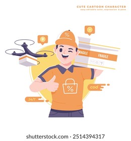 shipping delivery courier character illustration