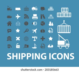 shipping, delivery, factory, logistics icons, signs, symbols set, vector