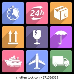 Shipping and delivery flat icons