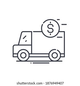 Shipping delivery icon, linear isolated illustration, thin line vector, web design sign, outline concept symbol with editable stroke on white background.