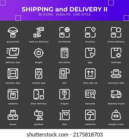 Paquete de iconos de envío con color negro