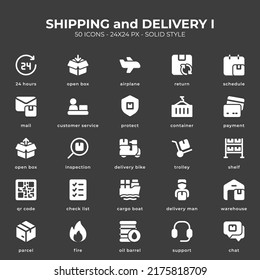 Shipping and Delivery Icon Pack With Black Color