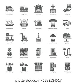 Shipping and Delivery icon pack for your website design, logo, app, and user interface. Shipping and Delivery icon glyph design. Vector graphics illustration and editable stroke.