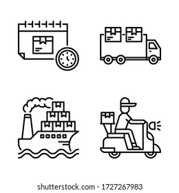 Shipping & Delivery icon set = calendar, truck delivery ship delivery, courier delivery