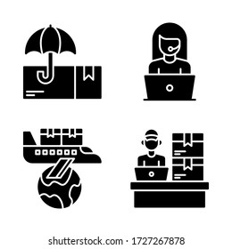 Shipping & Delivery icon set = insurance box, customer servic, flight delivery, office