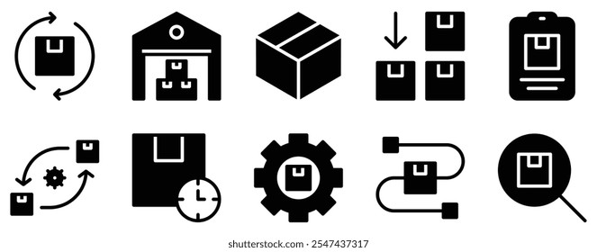 Shipping and Delivery Icon Set Reliable Solid Style Collection for Logistics and Transport