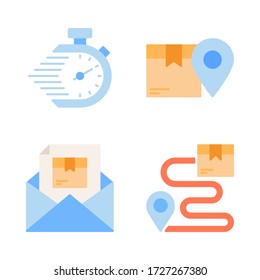 Shipping & Delivery icon set = stopwatch, pin logistics, email, tracking