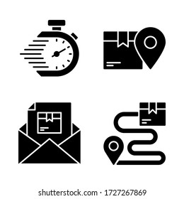 Shipping & Delivery icon set = stopwatch, pin logistics, email, tracking