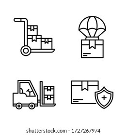Shipping & Delivery icon set = trolley logistics, logistics delivery, forklift, shield insurance