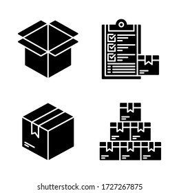 Shipping & Delivery icon set = unboxing, checklist, logistics, boxes