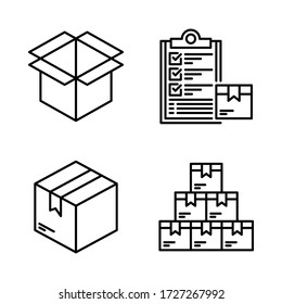 Shipping & Delivery icon set = unboxing, checklist, logistics, boxes