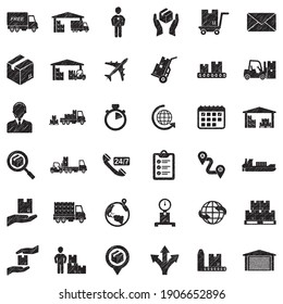 Shipping And Delivery Icons. Black Scribble Design. Vector Illustration.
