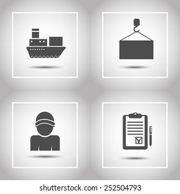 Shipping and delivery icons flat set. Vector illustration