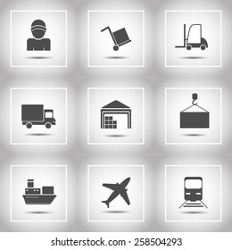 Shipping and delivery icons flat set. Vector illustration