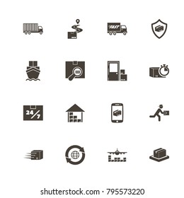 Shipping Delivery icons. Perfect black pictogram on white background. Flat simple vector icon.