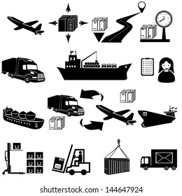 Shipping and delivery icons set.