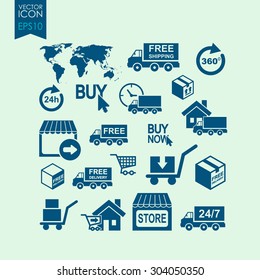 Shipping and delivery icons set.