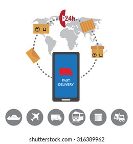 Shipping and delivery icons set.