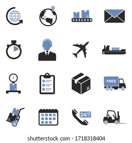 Shipping And Delivery Icons. Two Tone Flat Design. Vector Illustration.